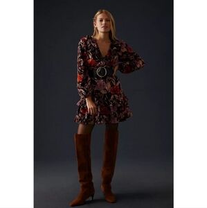 Floral V-Neck Ruffle Dress